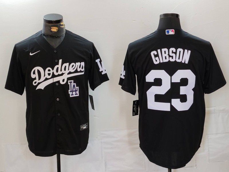 Men Los Angeles Dodgers #23 Gibson Black Nike Game 2024 MLB Jersey style 5